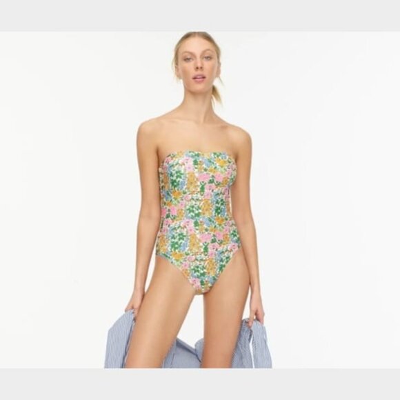 J Crew Womens One Piece Swimsuit in Mini Floral Walk Size 4 - Picture 2 of 6